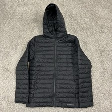 Lands End ThermoPlume Packable Hooded Jacket Girls XL 14-16 Black Full Zip