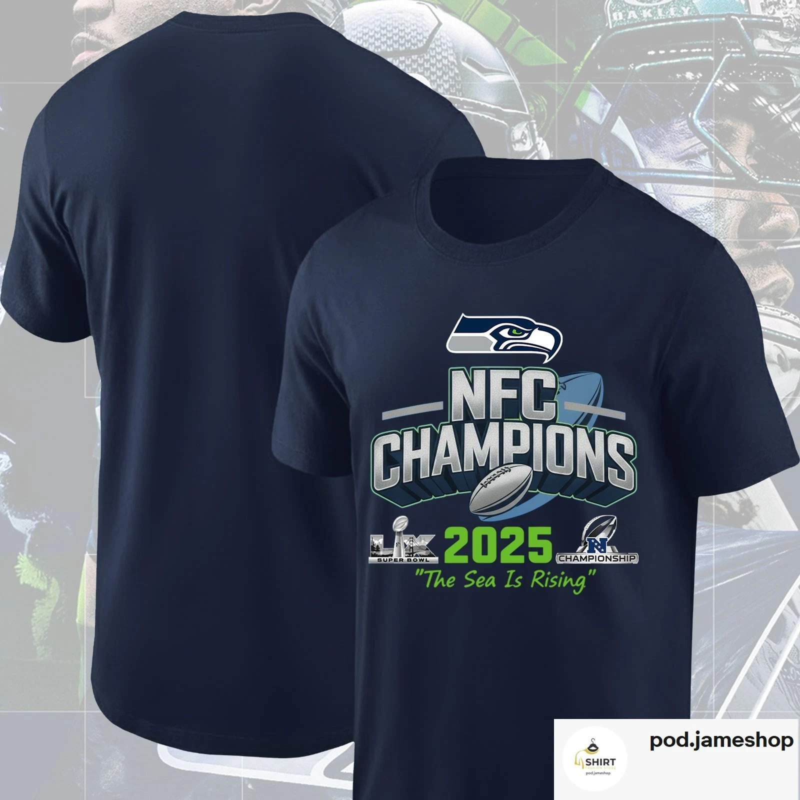 Seattle Seahawks 2025 NFC Champions T-Shirt, The Sea Is Rising Super Bowl LX Tee