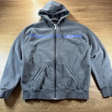 Nike Men’s L Full Zip Hoodie Charcoal Gray Blue Swoosh Graphic Sweatshirt