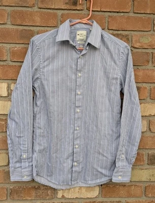 Ben Sherman Mens Tailored Slim Fit Blue Striped Button Up Shirt Size 14.5, 32-33 - Image 1 of 4