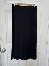 NWOT Lafayette 148 New York Black Wool Straight Midi Skirt Sz L