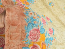 Sushila Vintage Floral Saree 100 Pure Cotton Printed Cream Indian Craft Fabric