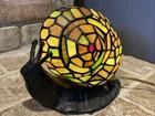 Snail Accent Desk Lamp Nightlight Rare Abstract Stained Glass Tiffany Style Vtg.