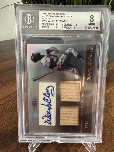 2011 Topps Tribute Dual Game Used Black Willie McCovey Auto /5 BGS 8 Giants