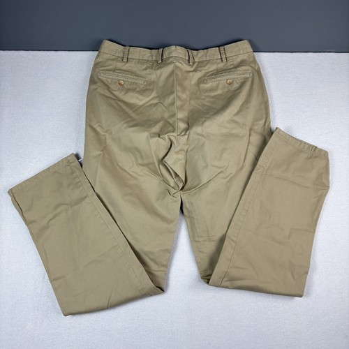 Peter Millar 100% Pima Cotton Golf Casual Men Flat Front Beige Pants Size 36x34 - Picture 2 of 7