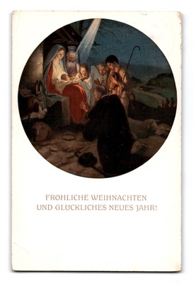 Nativity Scene with Family, Frohe Weihnachten und Glückliches Neues Jahr!