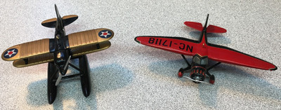Two Hallmark Ornaments of Antique Air Planes - 1999 &  2003 Release Years