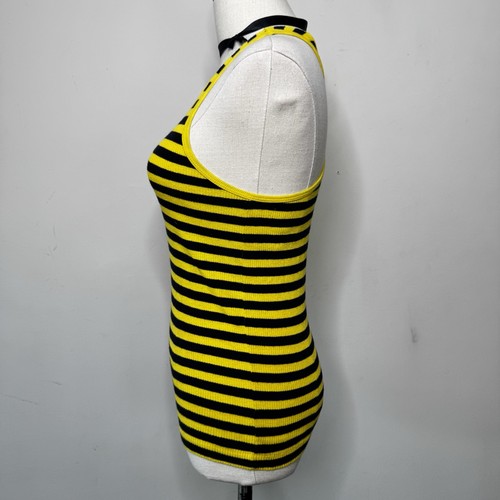 Vintage 90s EXPRESS Yellow Black Ribbed Racerback Tank Top Indie Grunge USA M - Picture 3 of 6