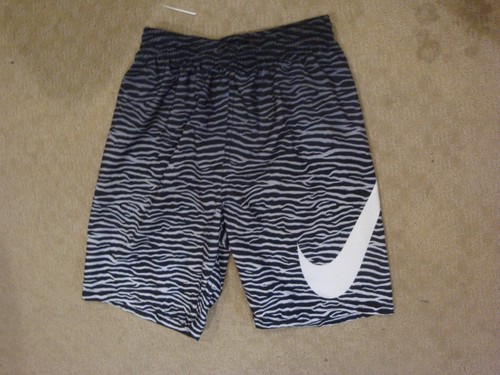 EUC Nike Swim Trunks Black White Swoosh Size Youth Large