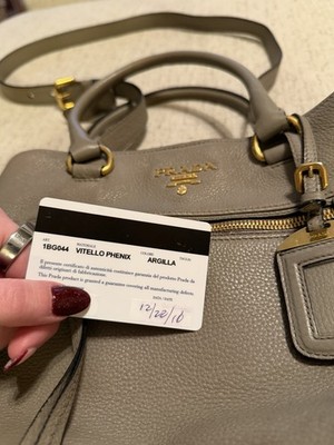 Prada Vitello Phenix In Color Argilla Purse | eBay