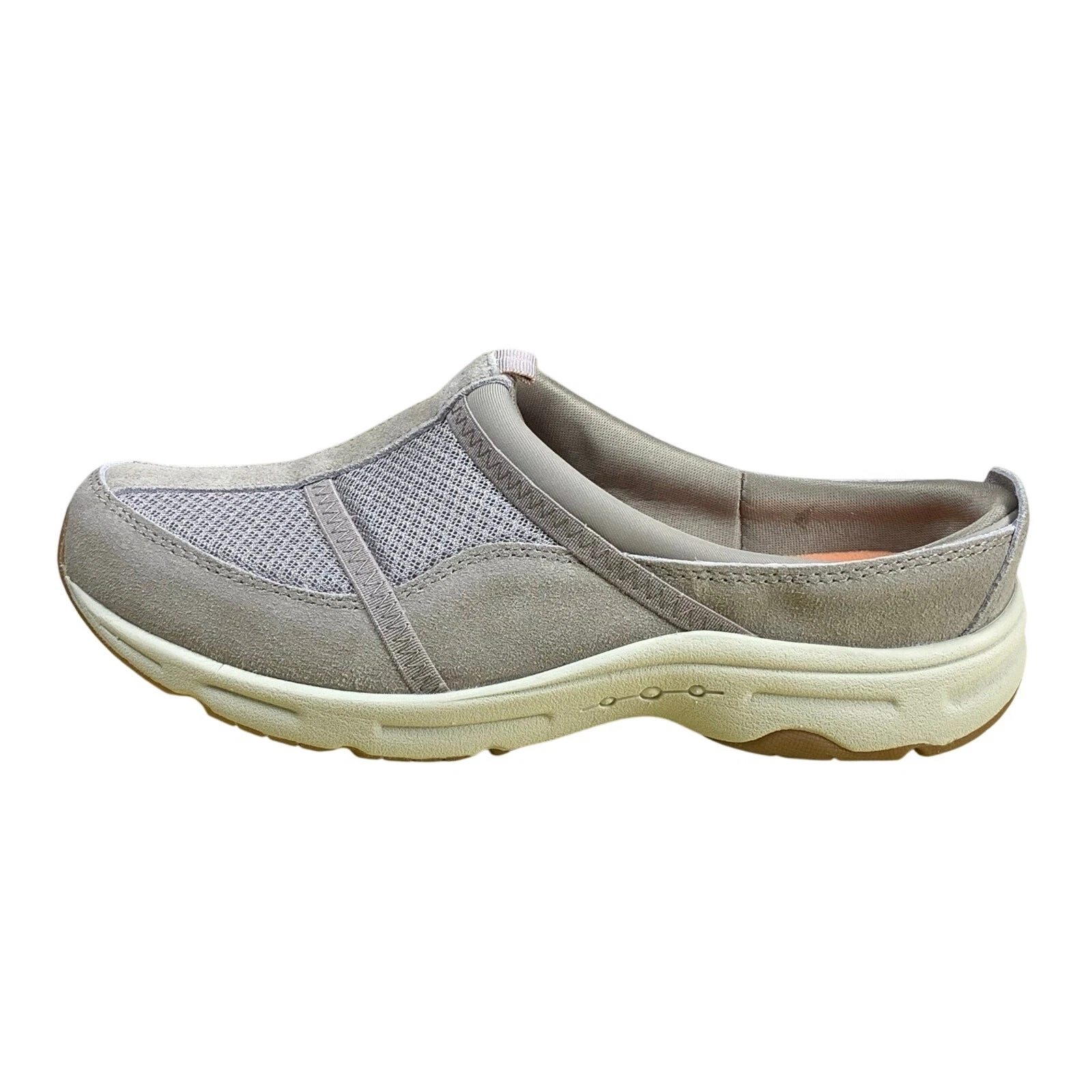 Easy Spirit Grey Leather Argyle Mesh Comfort Clog Sneakers Size 7.5 NWOT