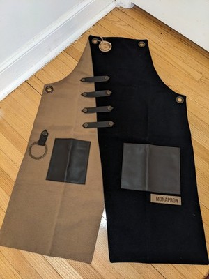 Monapron Apron Sturdy Waterproof Canvas Pocket With MetalLoop *no straps* 