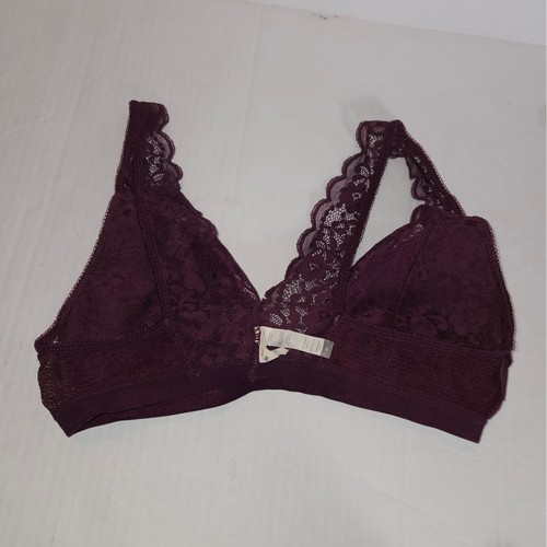 Lucky Brand Womens Medium Bralette Burgundy Lace Removable Padding Sexy Feminine - Picture 9 of 10