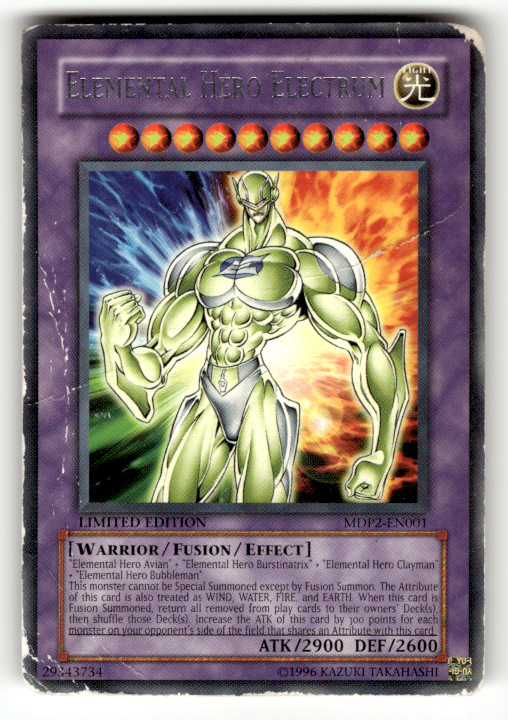 Elemental HERO Electrum MDP2-EN001 YuGiOh McDonald's 2 trading card — raw and PSA graded price guide