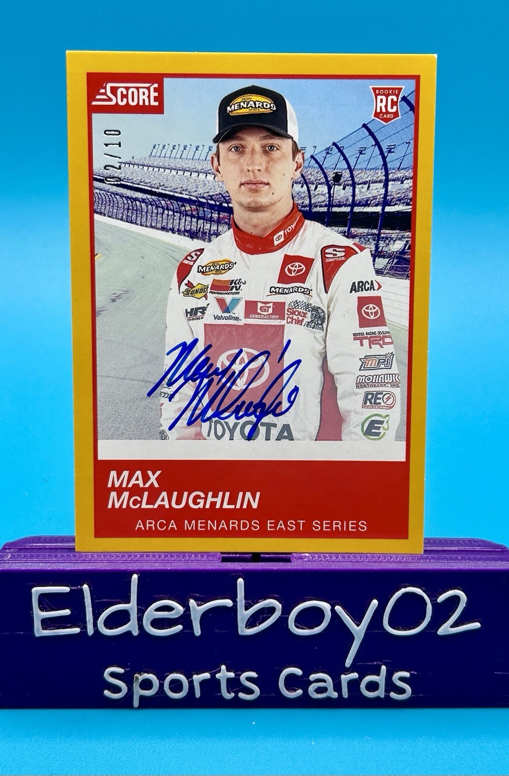 Max McLaughlin /10 Auto Rookie Score Gold 2020 Panini Chronicles Racing Nascar