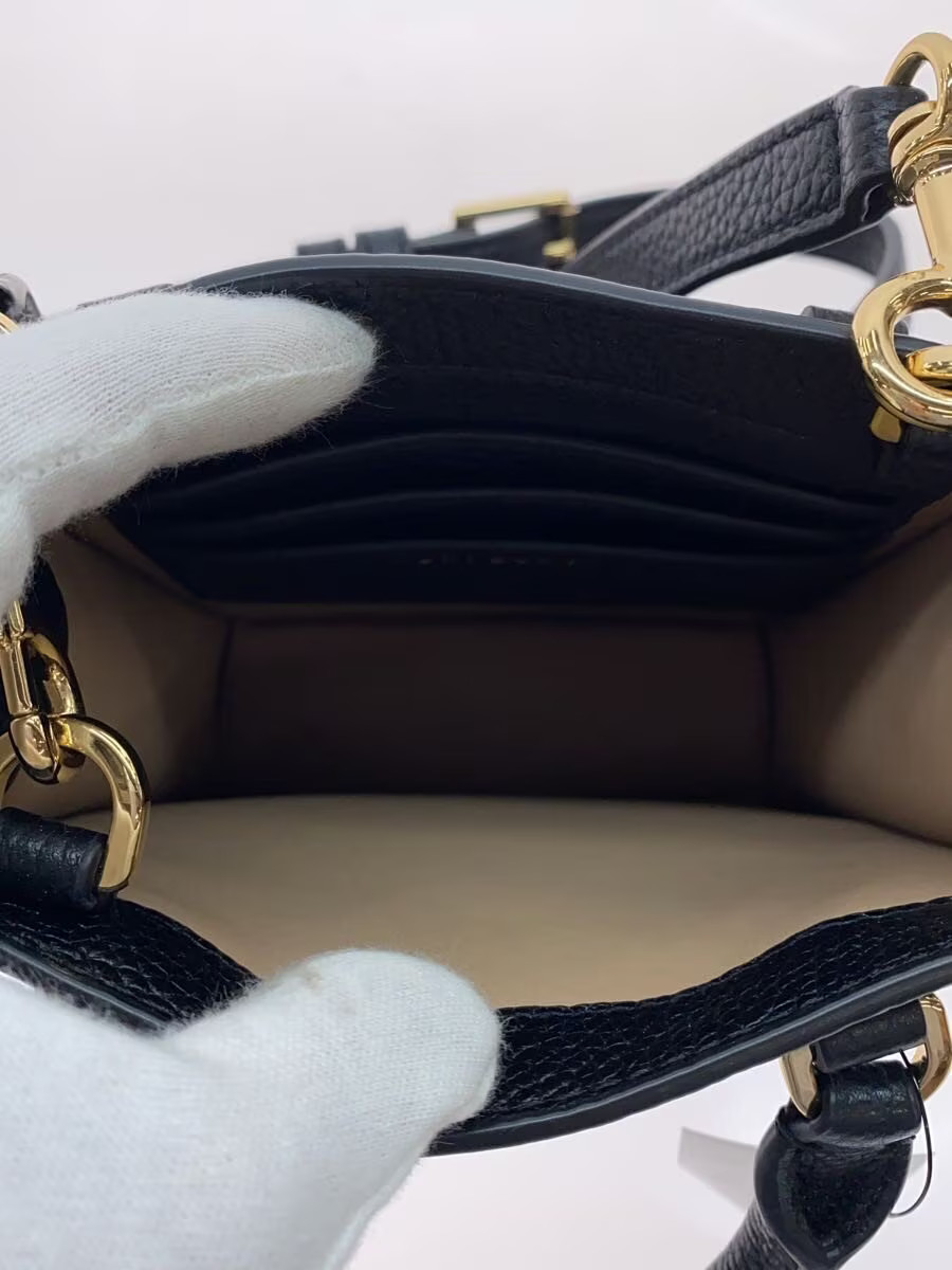 TORY BURCH MINI SHOPPER TOTE Leather Tote Bag Black 138274 thumbnail 6