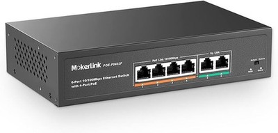 MokerLink 4 Port PoE Switch mit 2 Uplink Ethernet-Ports, 78W High Power