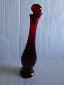 Avon Ruby Red Cologne Bottle - Bud Vase with Stopper - Approx. 8.25 inches tall