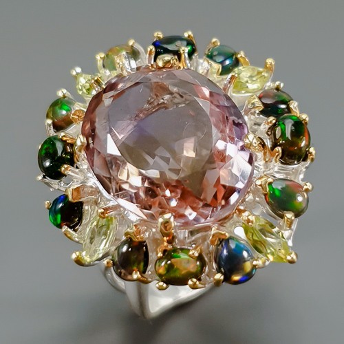 Jewelry ring 12 ct Natural Ametrine Ring 925 Sterling Silver Size 8 /R423449