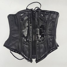 Womens Corset Black Leather Pleather Size S