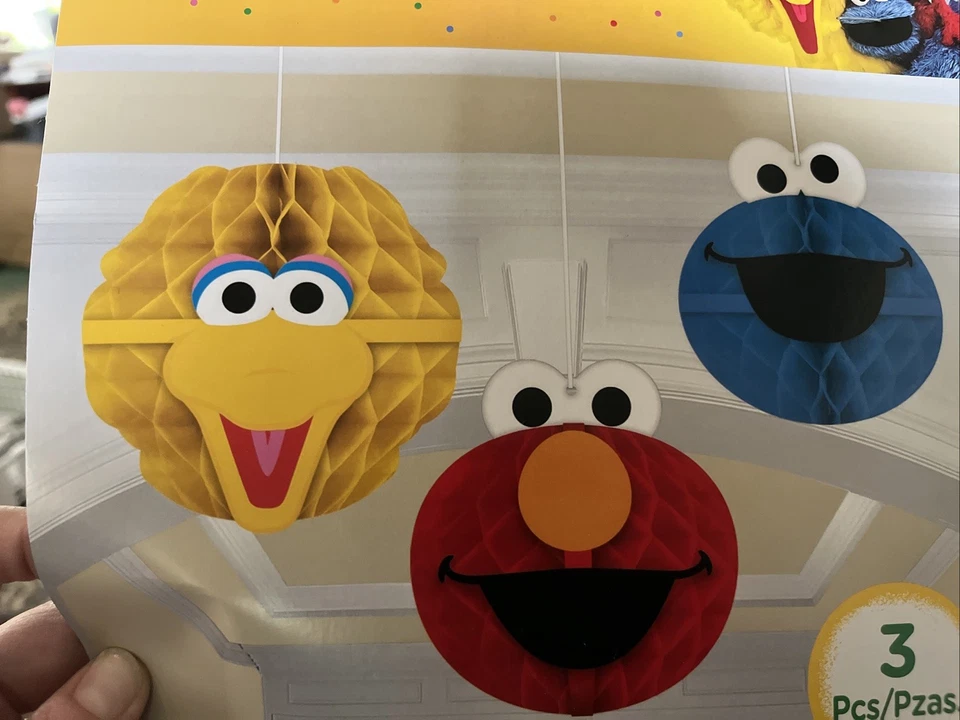 Nuevo 2-JUEGOS DE DECORACIONES COLGANTES DE PANAL CALLE SÉSAMO Elmo Big Bird Cookie Foto 4 de 4