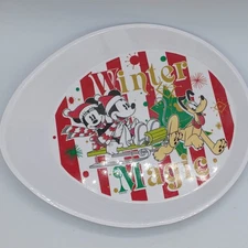 DISNEY ZAK Christmas Winter Theme Magic DishTray Mickey Mouse Minnie7" Pluto
