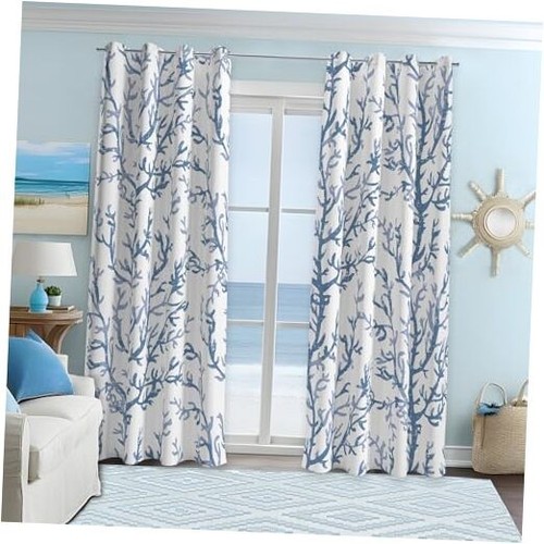 Nautical Coastal Curtains Decorative Beach Ocean Coral 50% Light Blocking Sea
