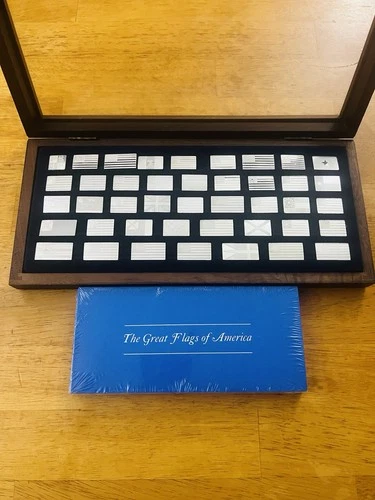 Franklin Mint Silver Proof Set 1974 The Flags Of America 42 PCs Bar Ingots 7.5oz