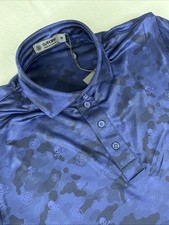 G/Fore Icon Camo Tech Jersey Golf Polo Blue Print G4MC0K060 Men's Size Medium