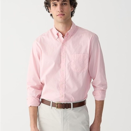 J. Crew Herren Relaxed Secret Wash Baumwoll Popeline Button Down Hemd Pink Gr. Medium