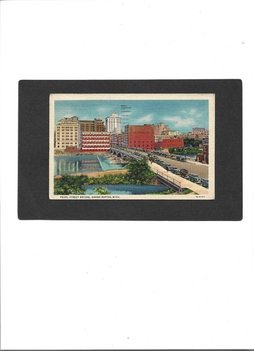 MICHIGAN PC "Pearl Street Bridge, Grand Rapids" 1-4-1938 Joe Warner Furniture