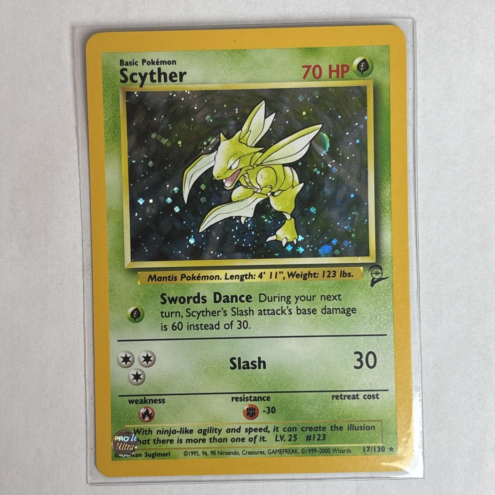Scyther 17/130 Holo Rare Base Set 2 Pokémon Card WOTC Vintage Near Mint