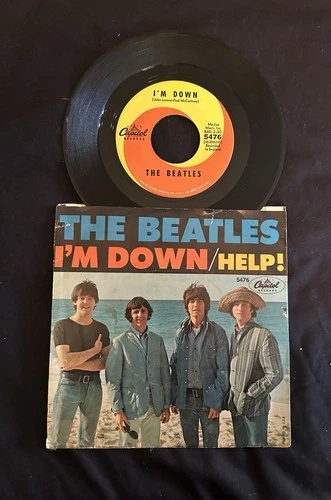 The Beatles I’m Down/Help 45 Record With Paper Photo Sleeve
