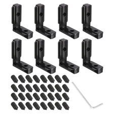 8Pcs 3030 Series Aluminum Extrusion Connectors with Screw/Wrench, Black