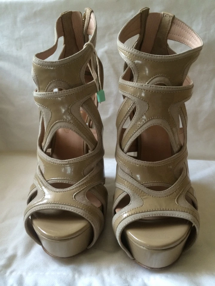 alejandro ingelmo Beige Platform Wedge Sandals for Women Strappy Gladiator Style - Image 2 of 4