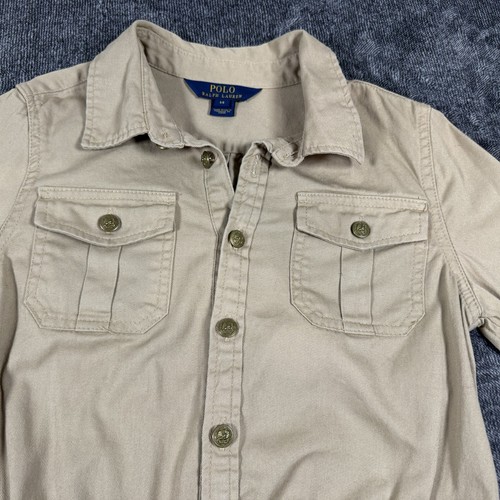 Polo Ralph Lauren Dress Girls Size 14 Khaki Button Front Belted Chino Shirtdress - Picture 3 of 12