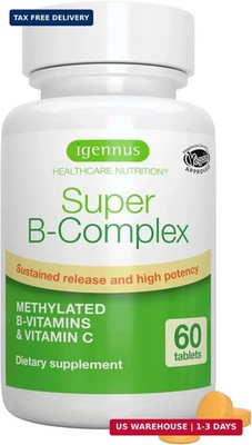 Igennus Super B-Complex Methylated B Vitamins - Sustained Release, Clean Label &