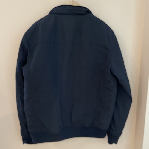 Dockers Bomber Aviator Jacket Mens Medium Navy Quilted Lining Roll Away Hood - Picture 5 of 17