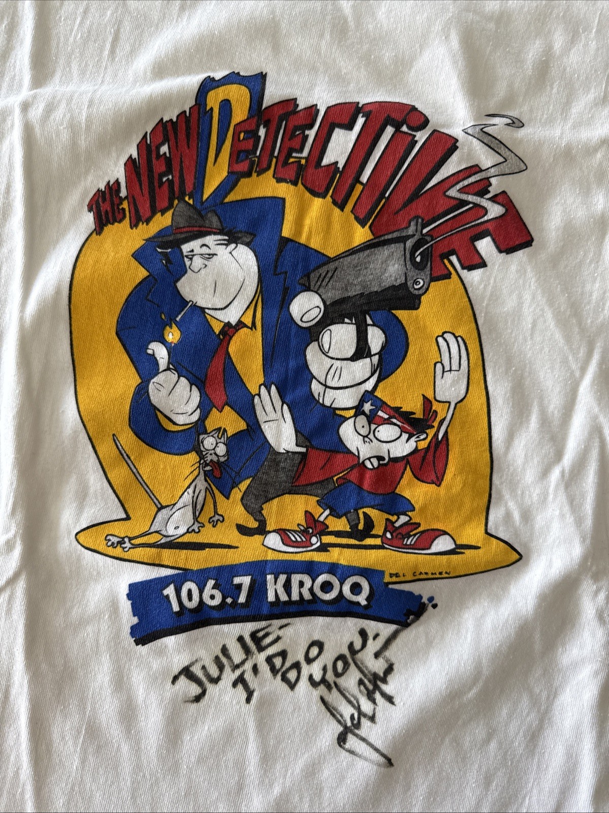 World Famous KROQ 106.7 LA Radio Station The New Detective T Shirt XL Signed