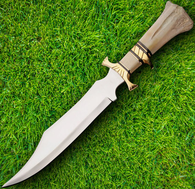 Rite Edge Collector's Fixed Knife 10'' Stainless Steel Blade Camel Bone Handle