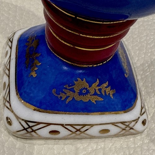 Vaso vintage in porcellana oro dorato e blu reale 6”x4” - Foto 4 di 9