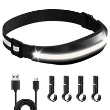 Lampe Frontale LED COB, Lampe Frontale Rechargeable USB - C Torche Légère à é...