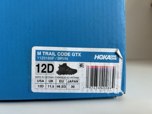NIB Hoka Trail Code GTX Men's Hiking Boots Size 12 - 1123165 Black Raven - Picture 12 of 12