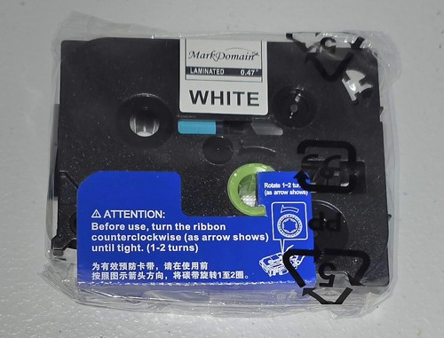 Mark Domain Laminated 12mm x 8mTape Refill 1 White 0.47" **NEW** - Picture 1 of 2