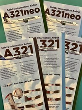 2025 FRONTIER AIRLINES SAFETY CARDS--5 AIRBUS CARDS ALL DIFFERENT