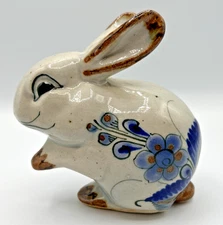 VTG BUNNY RABBIT EL PALOMAR MEXICO TONAL Blue Brown POTTERY STONEWARE SIGNED