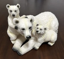 Polar Bear and Two Cubs High Detail Sculpture Figurine
