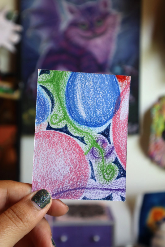ACEO original art card graphic illustration 2.5 x 3.5 colored pencil "Whimsy #8"