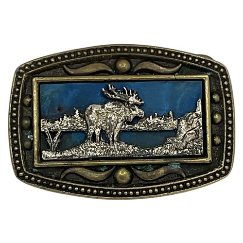 CII Holografische Elch Gürtelschnalle Herren Vintage Sammlerstück Wildtiere - Bild 1 von 6