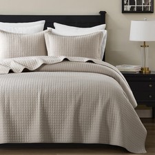 WDCOZY 100 Cotton Queen Size Quilt Set - Beige Full/Queen 90"x96" ,